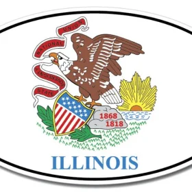 Illinois State Oval Flag Wall Window Car Vinyl Sticker Decal