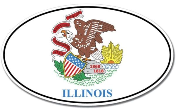 Illinois State Oval Flag Wall Window Car Vinyl Sticker Decal