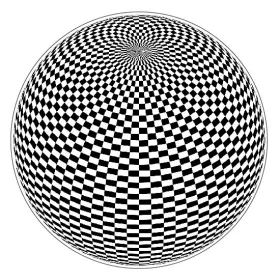 Abstract Optical Illusion Checkered Sphere With Bold Black And White Geometric Pattern Surreal 3D Distortion Mind-Bending Art Design For Modern Aesthetic Minimalist Trippy Decorative vinyl sticker