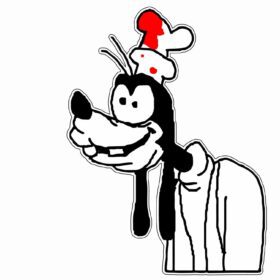 Insane Goofy Dog Cartoon Funny Blood Hat vinyl sticker