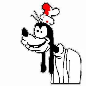 Insane Goofy Dog Cartoon Funny Blood Hat vinyl sticker
