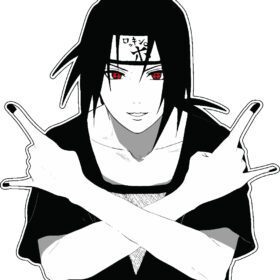 Itachi Uchiha Akatsuki Sharingan Black Nail Rock Naruto Vinyl Sticker