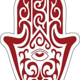 Jewish Hamsa With Burgundy Ornament 3x2 Vinyl Sticker