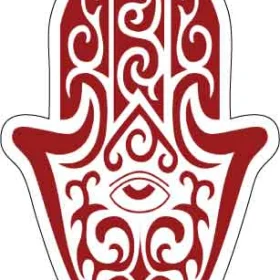 Jewish Hamsa With Burgundy Ornament 3x2 Vinyl Sticker