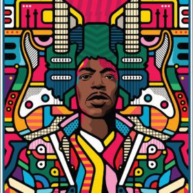 Jimi Hendrix Famous Singer Guitarist Musician Fancy Vinyl Sticker