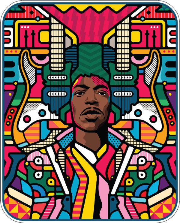 Jimi Hendrix Famous Singer Guitarist Musician Fancy Vinyl Sticker