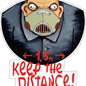 Keep The Distance 1.5 M Evil Man In Mask Vasya Lozhkin Art Vinyl Sticker