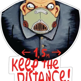 Keep The Distance 1.5 M Evil Man In Mask Vasya Lozhkin Art Vinyl Sticker