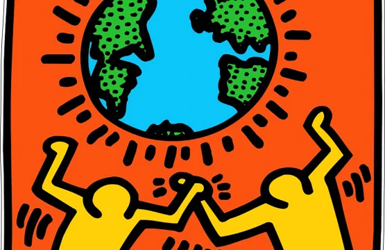 Keith Haring Figures With World vinyl sticker