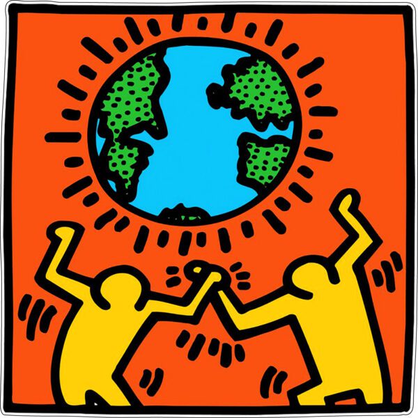 Keith Haring Figures With World vinyl sticker