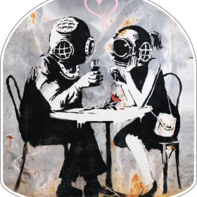 Kissing-Divers-Think-Thank-Banksy-Graffiti-wall-Art-vinyl-sticker