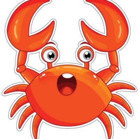 Smiling Red Crab Cheerful Claws Kawaii Charming Cartoon Beachy Joy Summer Adventure Animal Art SpongeBob Fan Club vinyl sticker