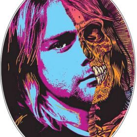 Kurt Cobain Singer Musician Half Scull Art Trippy Nirvana Drugs Vinyl Sticker