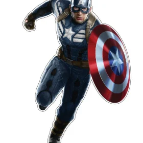 Captain America Attacking Running With Shield Marvel Character vinyl sticker