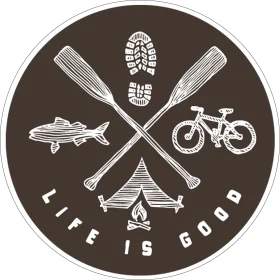 Life is Good Happy Hiking vinyl sticker