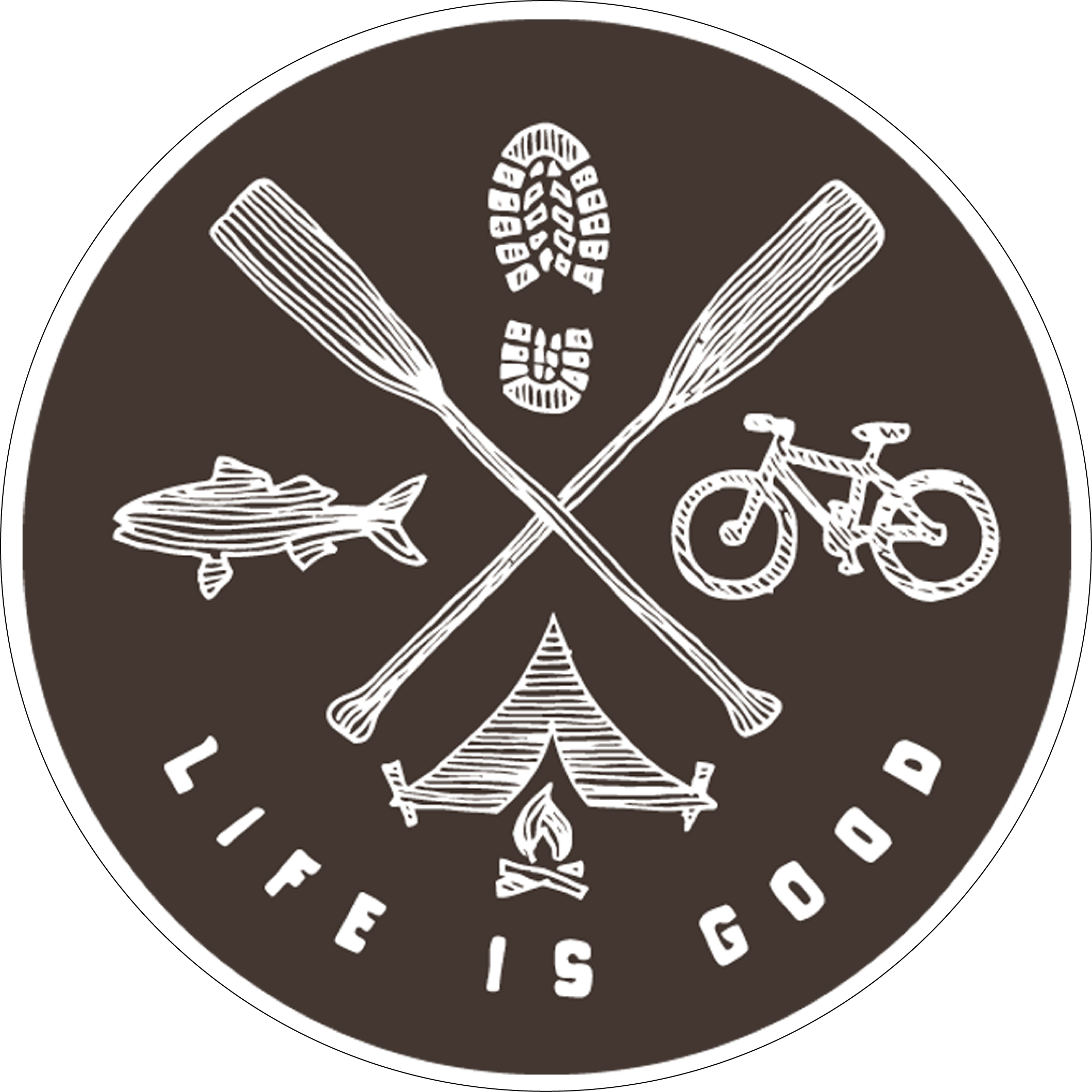 Life Is Good Hiking Biking Fishing Camping Logo Vinyl Sticker / Printed  Vinyl Decal
