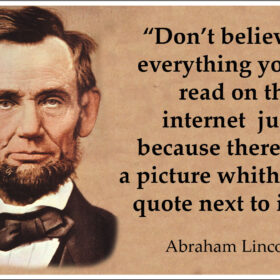 Don't Believe Everything You Read On The Internet Abraham Lincoln Humor Poster Social Media Misinformation Vintage Style Political Sign vinyl sticker