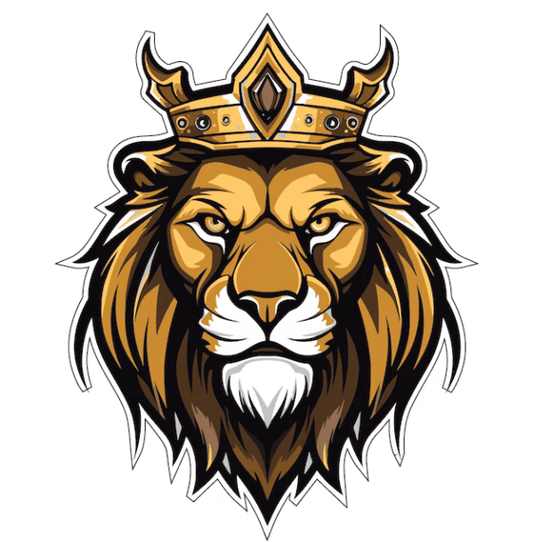 Majestic Lion King Crowned Beast Ruler Of The Wild Golden Fury Savage Royalty Animal Kingdom Cartoon vinyl sticker