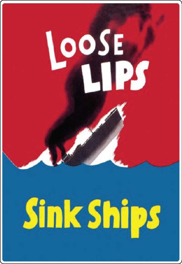 Loose Lips Sink Ships WW2 British Propaganda Poster Impact Vinyl Sticker