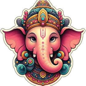 Lord Ganesha Face Decorative Sacred Art Hindu God Symbol Good Fortune Spiritual Growth Cultural Sign Of Wealth And Wisdom vinyl sticker
