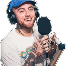Mac Miller Larry Fisherman Rapper Microphone Singer Vinyl Sticker
