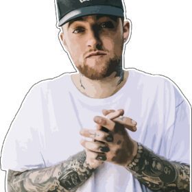 Mac Miller Music Artist Rapper With Arm Tattoos And Hat Vinyl Sticker