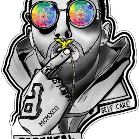Mac Miller Portrait OM Mandala Glasses Parental Advisory Explicit Content Vinyl Sticker