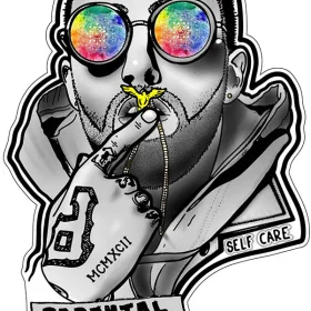Mac Miller Portrait OM Mandala Glasses Parental Advisory Explicit Content Vinyl Sticker