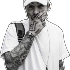 Mac Miller Larry Fisherman Rapper Black & White Tattoos Vinyl Sticker