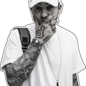 Mac Miller Larry Fisherman Rapper Black & White Tattoos Vinyl Sticker