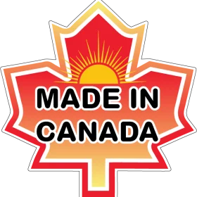 Made In Canada Red Yellow Maple Leaf Rising Sun vinyl sticker