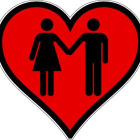 Man Woman In Heart Design Washroom Valentine Day Art Vinyl Sticker