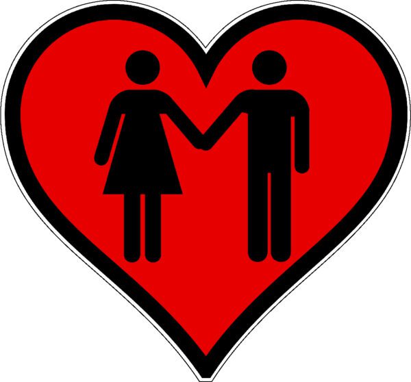 Man Woman In Heart Design Washroom Valentine Day Art Vinyl Sticker