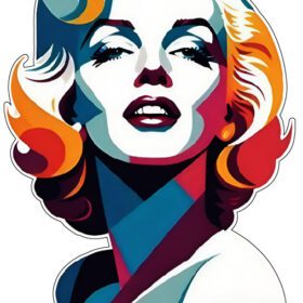 Marilyn Monroe Colorful Abstract Portrait Pop Art Design Hollywood Icon Timeless Beauty Retro Aesthetic Vintage Glam Artwork Andy Warhol Painting Image vinyl sticker