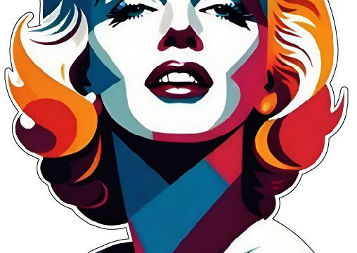 Marilyn Monroe Colorful Abstract Portrait Pop Art Design Hollywood Icon Timeless Beauty Retro Aesthetic Vintage Glam Artwork Andy Warhol Painting Image vinyl sticker