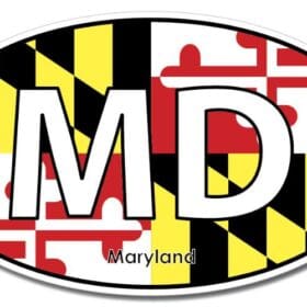 Maryland State MD Oval Flag Wall Window Car Sticker Decal