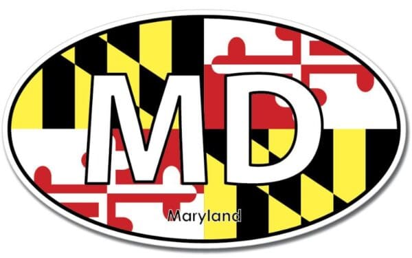 Maryland State MD Oval Flag Wall Window Car Sticker Decal