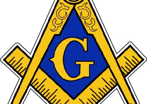 Free Mason G Logo, Square And Compass, Secret Illuminati Society, Classic Blue And Yellow Design, Ancient Geometric Symbol, vinyl sticker, printed vinyl decal