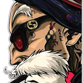 Master Roshi Old Man With Tattoo KAME Cigar Gucci Sunglasses Gucci Fashion Hat Vinyl Sticker
