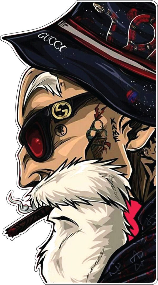 Master Roshi Old Man With Tattoo KAME Cigar Gucci Sunglasses Gucci Fashion Hat Vinyl Sticker