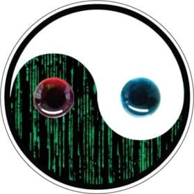 Yin Yang Dark Light Matrix Blue Red Pills Vinyl Sticker