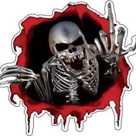Metal Skeleton Monster Middle Finger vinyl sticker