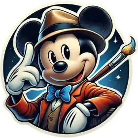 Mickey Mouse Artist Retro Cartoon Painter Classic Disney Character Cute Nostalgic Animation vinyl sticker