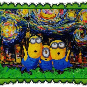 Minions Trio Art Inspired By Vincent Van Gogh Starry Night Vinyl Sticker