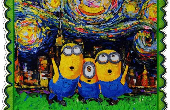 Minions Trio Art Inspired By Vincent Van Gogh Starry Night Vinyl Sticker