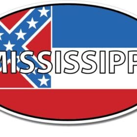 Mississippi State Oval Flag Wall Window Car Sticker Decal