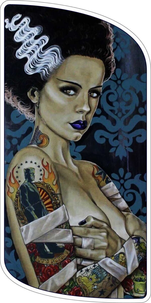 Bride Of Frankenstein Glamorous Sexy Lady Toxic Blue Lipstick Color Tattoo Classic Horror Movie Vintage Art Vinyl Sticker