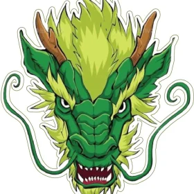 Mystical Mighty Traditional Chinese Immortal Green Dragon Symbol Power Wisdom Creature Head vinyl sticker