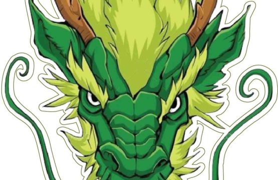 Mystical Mighty Traditional Chinese Immortal Green Dragon Symbol Power Wisdom Creature Head vinyl sticker