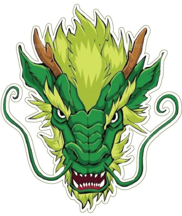 Mystical Mighty Traditional Chinese Immortal Green Dragon Symbol Power Wisdom Creature Head vinyl sticker
